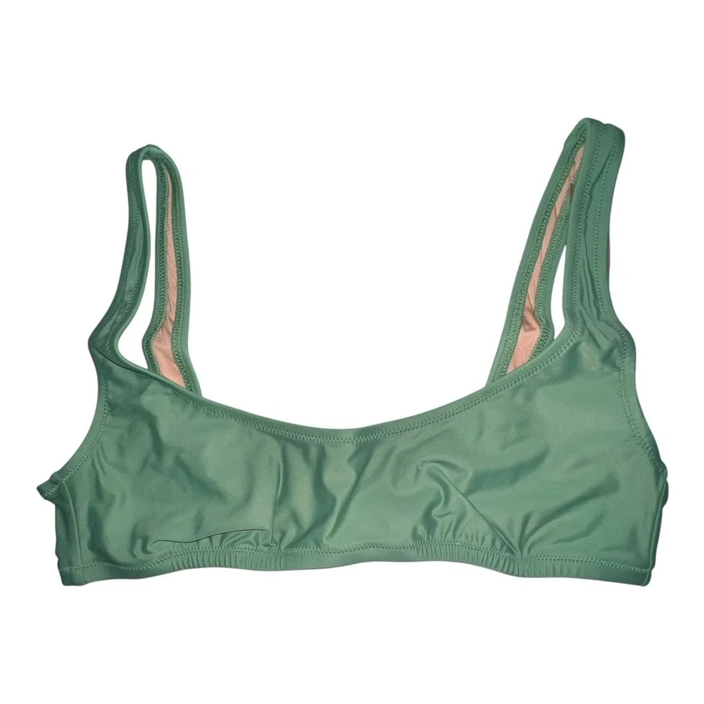 J. Crew Size Medium Heritage scoopneck‎ bikini top NWT Rustic Willow Green BX611